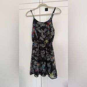 Pinky Black Floral Midi Dress